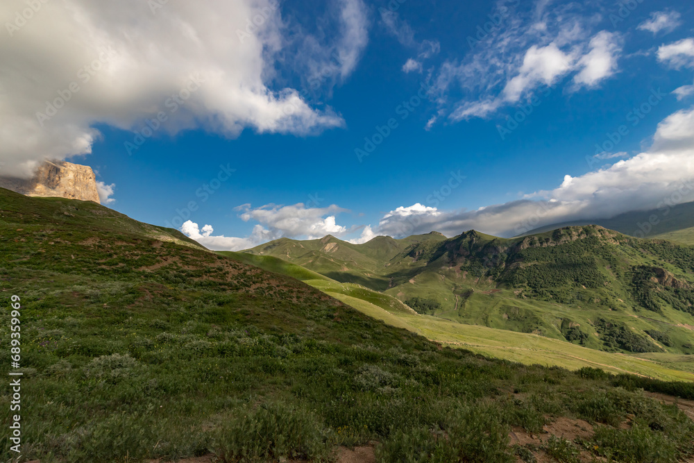 Fototapeta premium Dumala Pass in Kabardino-Balkaria. Dumalinsky pass. The nature of the North Caucasus. The passes of Kabardino-Balkaria.
