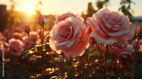 Roses Garden Beautiful Sunny Day, Background Image, Desktop Wallpaper Backgrounds, HD
