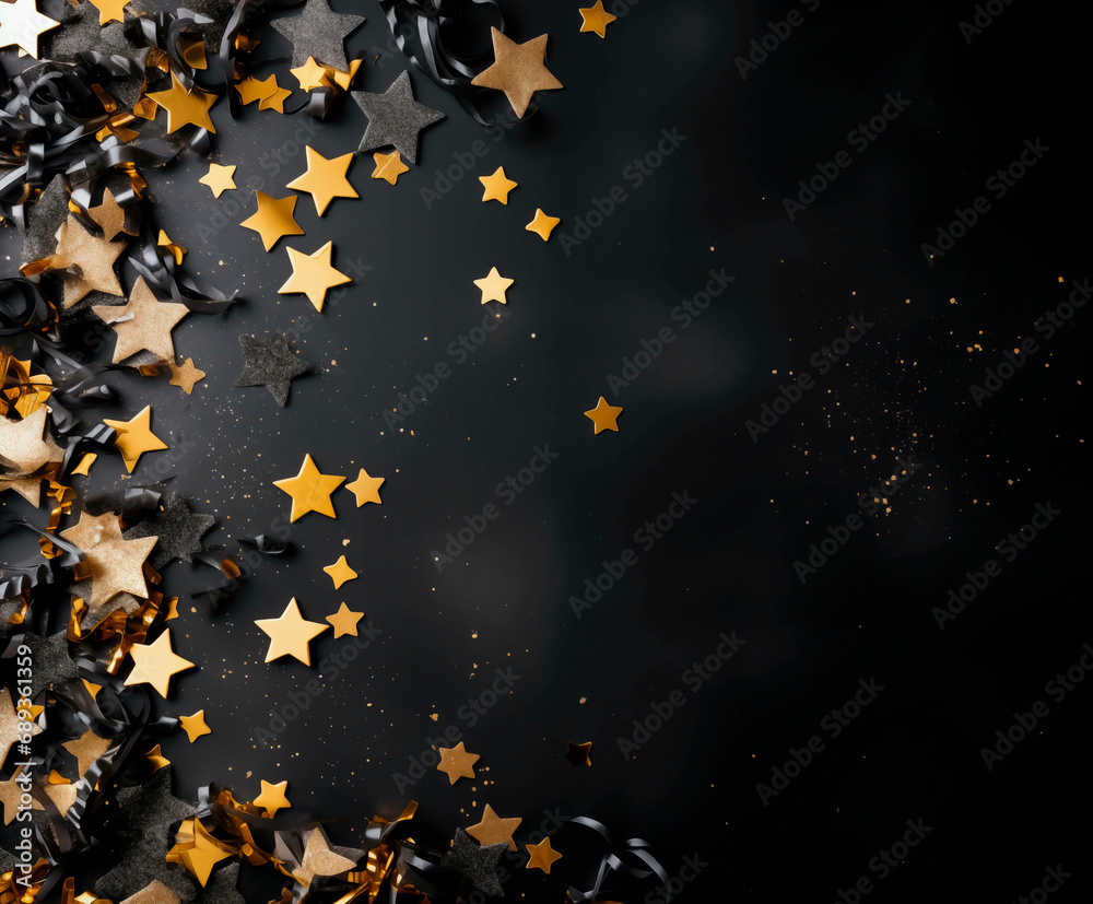 Golden starry sparkle on dark blue festive background.
Golden starry sparkle on dark blue festive background.