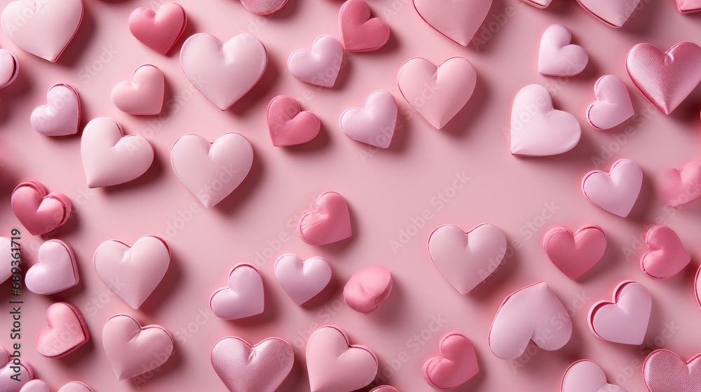 Pink Paper Hearts On Background, Background Image, Desktop Wallpaper Backgrounds, HD