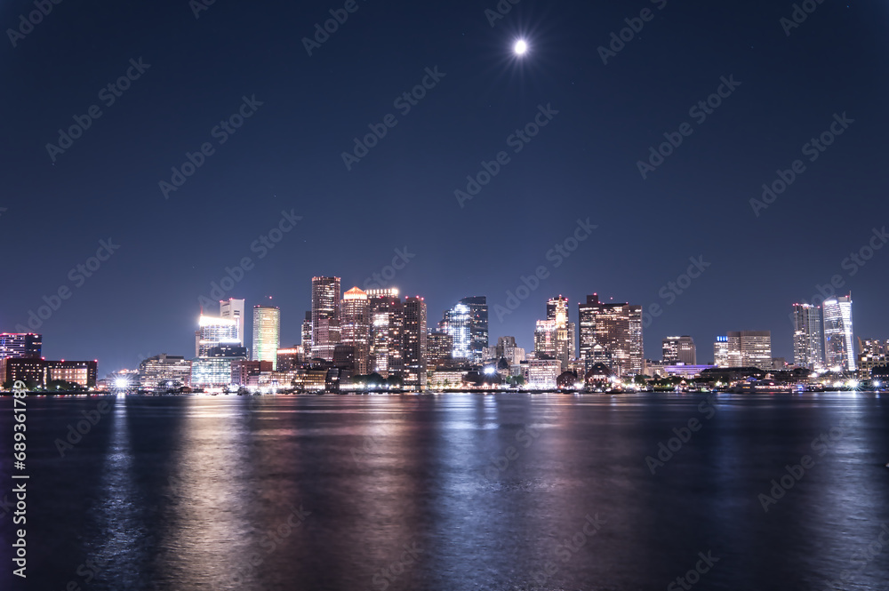 boston skyline at night