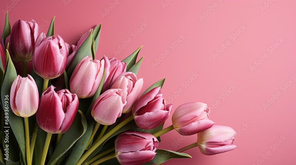 Pionshaped Tulips On Gently Pink Background, Background Image, Desktop Wallpaper Backgrounds, HD