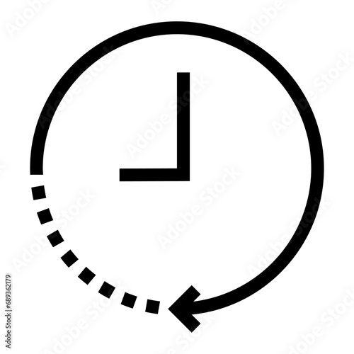 Clock circular icon in line style, clock hand. Circular icon for time tracking at work. Use pixel perfect line circular icon on web site design, presentation, app, UI Cycle circular icon line art logo