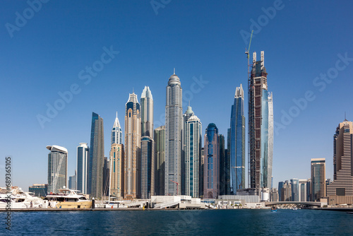, holiday, landmark, luxurious, luxury, Dubai skyline panoramic  view from the sea © luciano