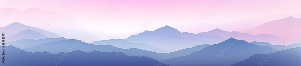 Pastel gradient mountain landscape. Banner image. Generative AI.