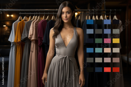 An AI-driven virtual fashion stylist recommending personalized outfits based on individual preferences and trends, illustrating the fashion intelligence of artificial intelligence. Generative Ai.