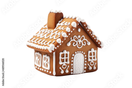 Homemade Gingerbread House on White Background