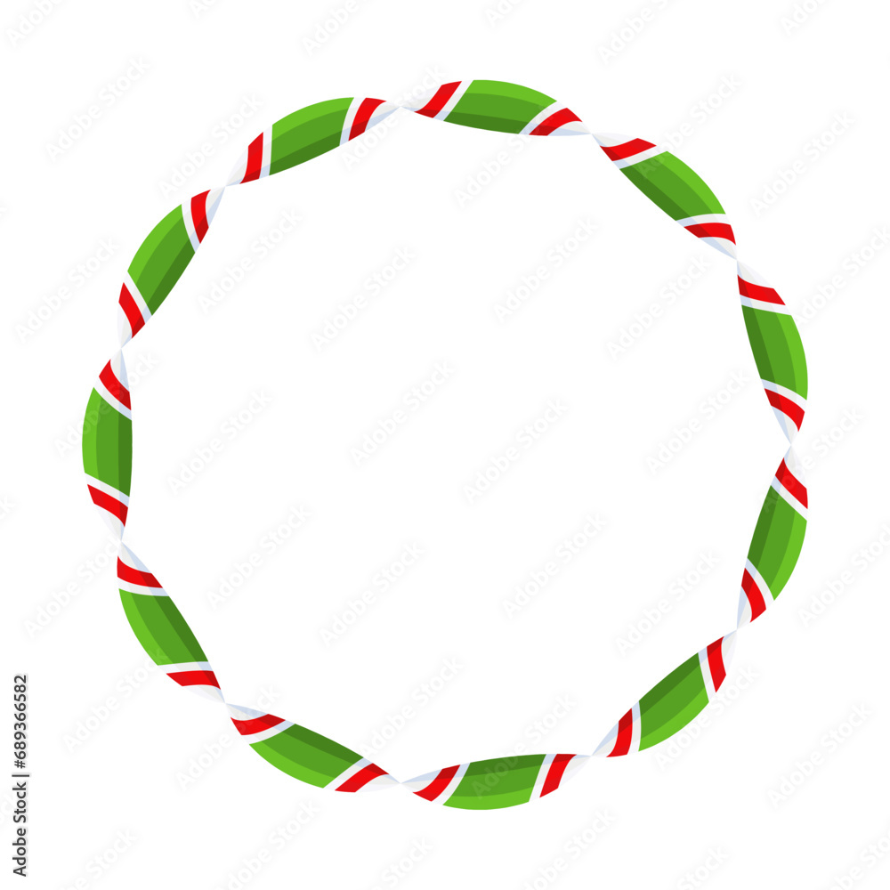 Christmas Candy Cane Frame. Striped ribbon circle sticker. Christmas Candy Cane Frame. Striped ribbon circle sticker.