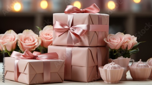 Gift Boxes Gifts On Gentle Pink, Background Image, Desktop Wallpaper Backgrounds, HD © ACE STEEL D