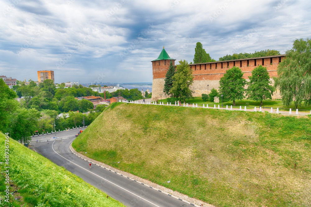 Ancient walls and tower of Nizhny Novgorod Kremlin