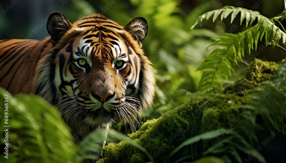 Sumatran tiger in its natural habitat