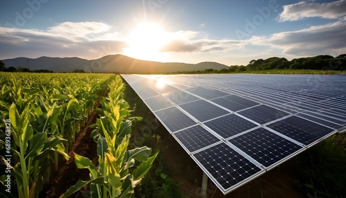 Solar panels on a farm photo