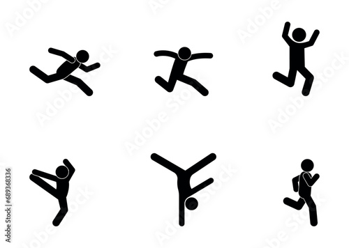 gymnastics icon, athletes illustration, stick figure human silhouettes