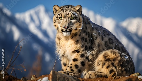 Snow leopard in its natural habitat