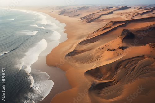 Deset, desert land, coastline, desert coastline, sand, dunes photo