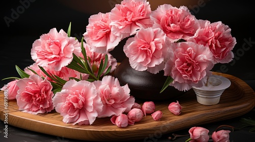 Fresh Pink Carnation Flower On Wooden, Background Image, Desktop Wallpaper Backgrounds, HD