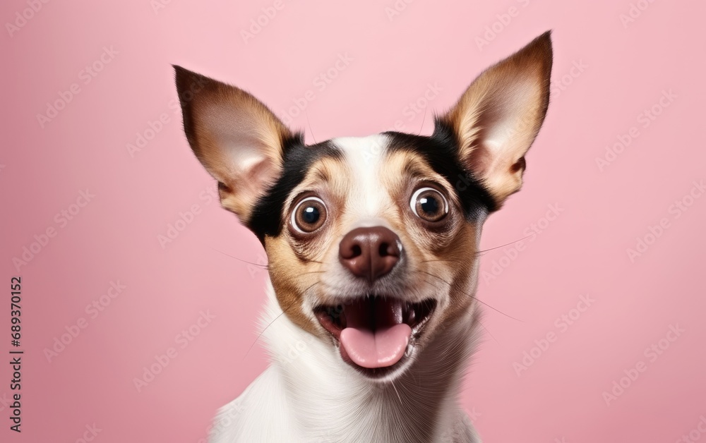 Crazy surprised dog makes big eyes