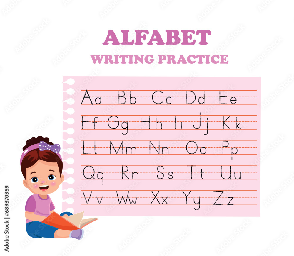 Alphabet letters tracing worksheet with all alphabet letters. Basic writing practice for kindergarten kids