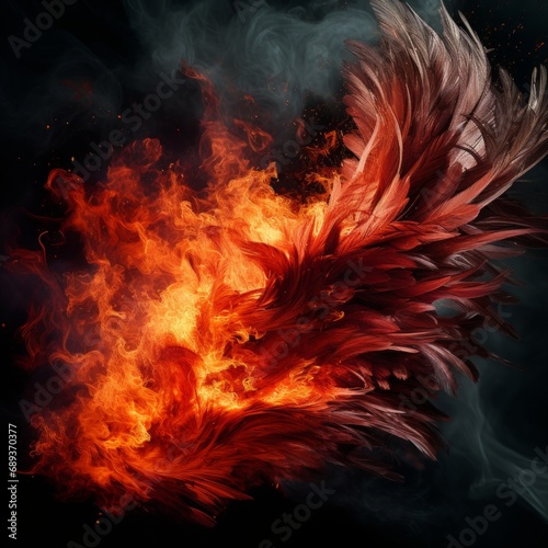 burning bird feathers  high quality details
