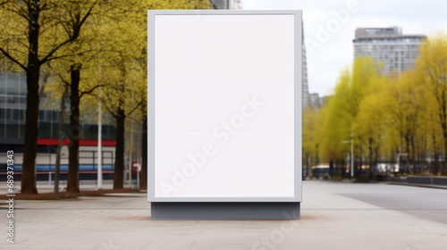 Outdoor advertising with blank front realistic on a mockup template in a spri...
