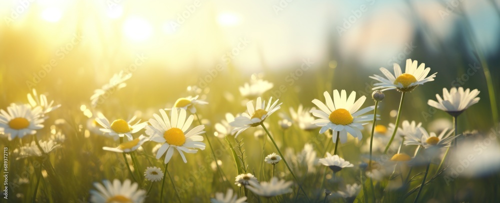 spring daisy flowers, flowers in the meadow,
