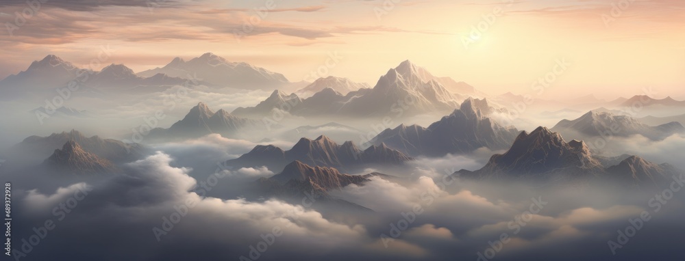 sunrise over the foggy mountains, sunrise over the foggy mountains,