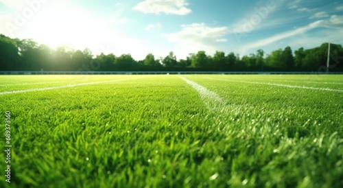 the grass makes a perfect grass field football field © olegganko