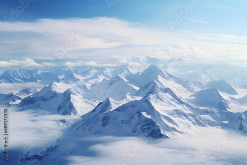 mountain range, mountains, dreamy cloudy mountains, peaks © MrJeans