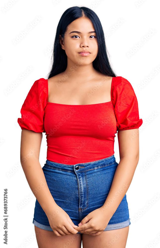 Φωτογραφία Young beautiful asian girl wearing casual clothes depressed and worry for distress, crying angry and afraid