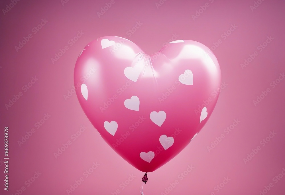 Pink balloon with white hearts for Valentine's anniversary or birthday party and celebration