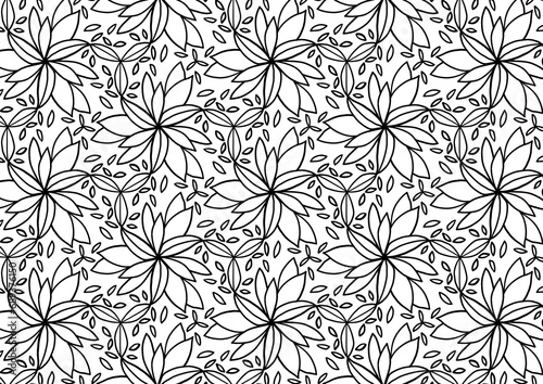 Abstract pattern with blooming flowers and leaves.natural illustration with flowers background.