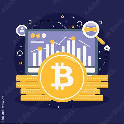 2d vector illustration colorful business , Digital currency market