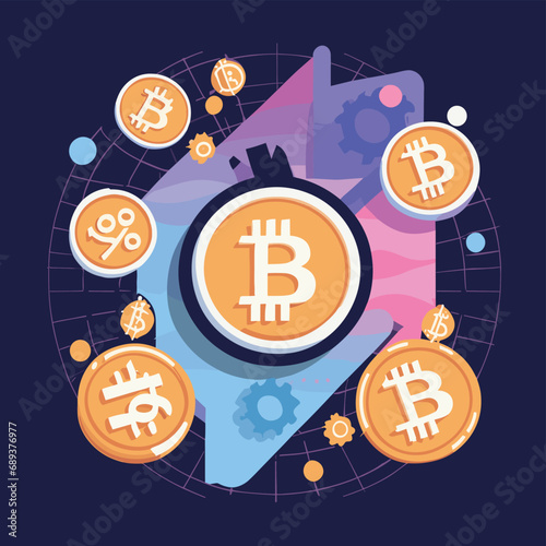 2d vector illustration colorful business , Digital currency market
