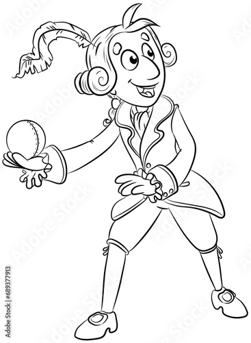 Mann in historischer Kleidung wirft einen Ball - Vektor-Illustration