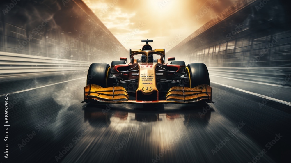 Formula One racing driver inside the car moving and competing on the ...