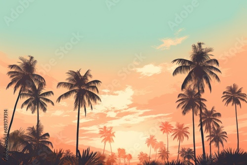 this is a picture of palm trees at sunset 