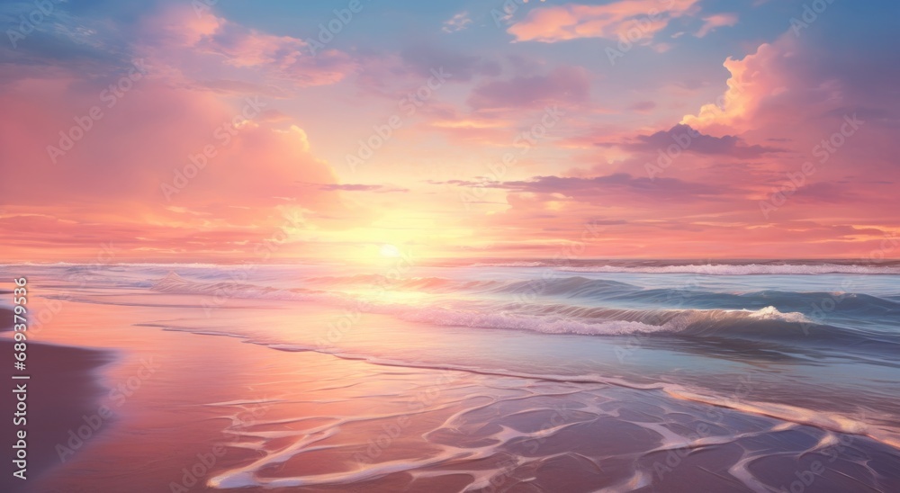 water splashed into the beach at sunset,