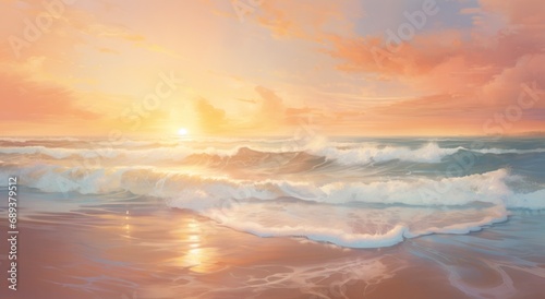 water splashed into the beach at sunset, © olegganko