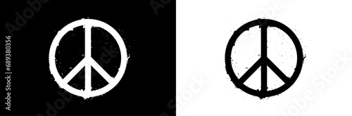 Bannière pour la Paix - Fond noir, symbole de la paix - Illustration vectorielle éditable - Icône, logo pacifique - Pour lutter contre la guerre et pour l'union entre les peuples - Amour et solidarité