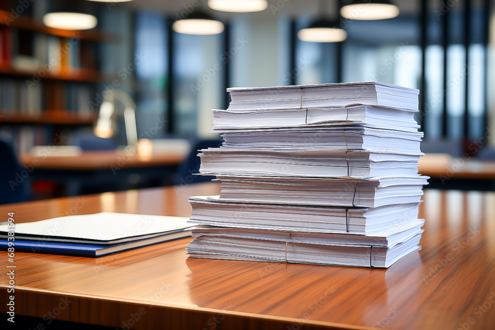 large stack of papers on the desktop in the office large stack of papers on the desktop in the office