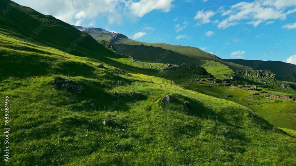 green grassy mountains - drone aerial video. green grassy mountains - drone aerial video.