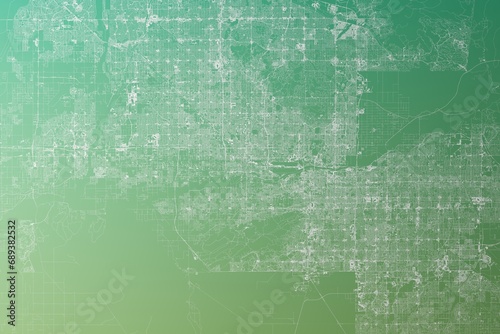 Map of the streets of Phoenix (Arizona, USA) made with white lines on yellowish green gradient background. Top view. 3d render, illustration photo