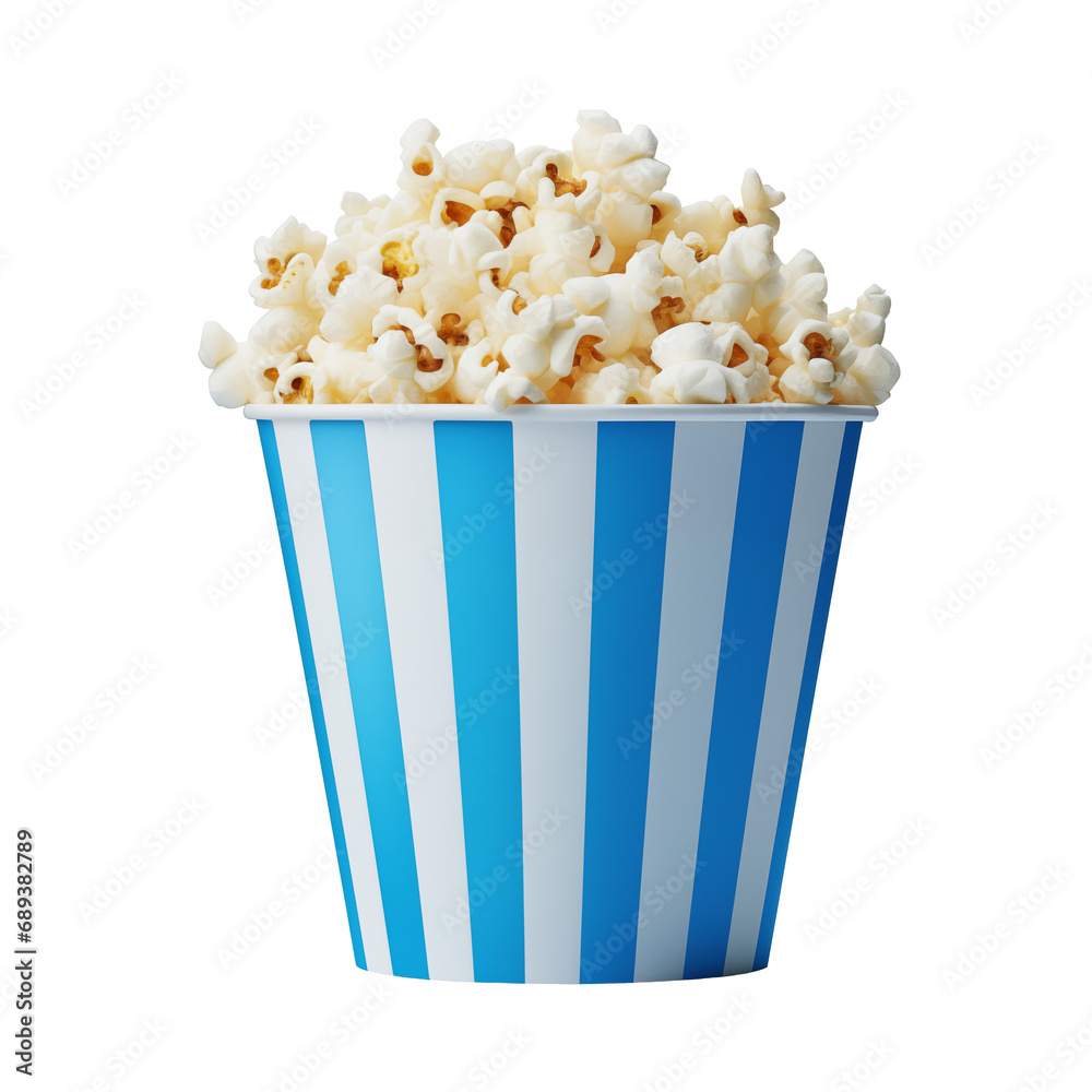 A bucket of popcorn, cut out - stock png.	