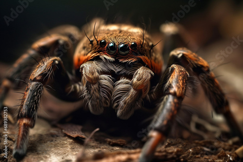 Arachnid elegance Explore the intricate world of tarantulas through captivating macro photography. A close up view of natures awe inspiring beauty.