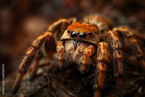 Arachnid elegance Explore the intricate world of tarantulas through captivating macro photography. A close up view of natures awe inspiring beauty.