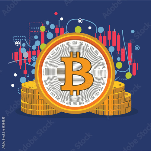 2d vector illustration colorful business , Digital currency market