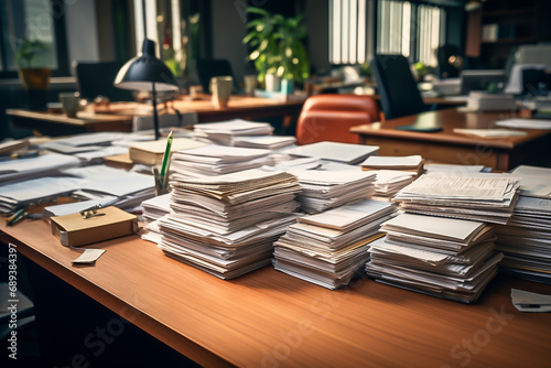 large stack of papers on the desktop in the office © КРИСТИНА Игумнова