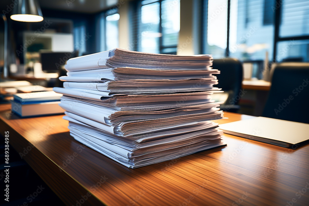 large stack of papers on the desktop in the office large stack of papers on the desktop in the office