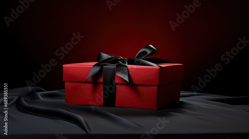 red gift box on a dark background to create a visually striking image