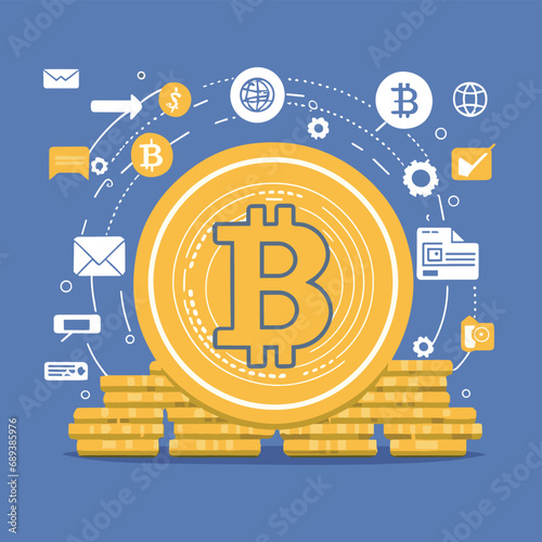 2d vector illustration colorful business , Digital currency market